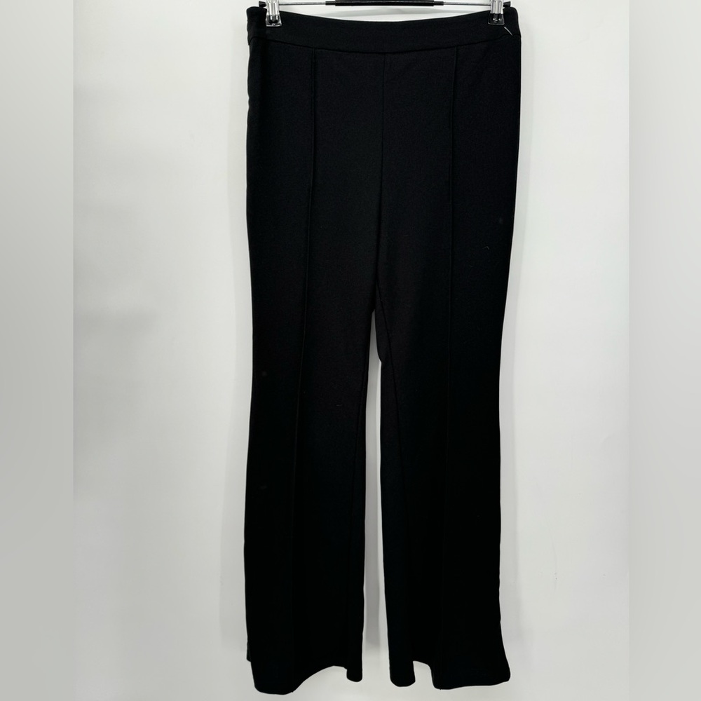 SHEIN Size L Wide Leg Pintuck Trousers Women Black High Rise Side Zip Pants